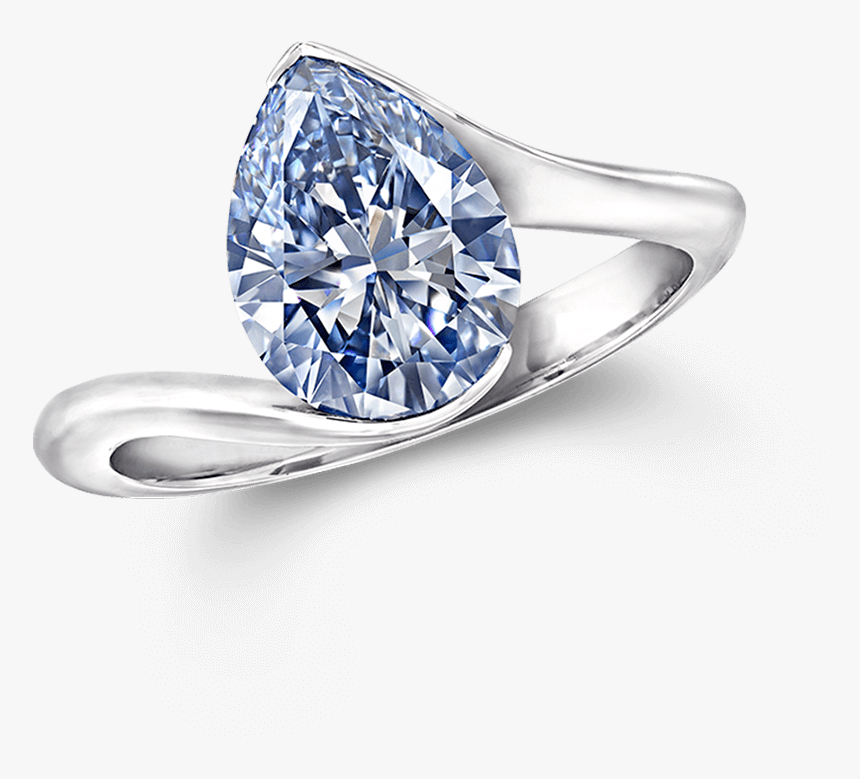 Pear Shape Blue Diamond Ring, - Engagement Pear Shaped Blue Diamond Ring, HD Png Download, Free Download