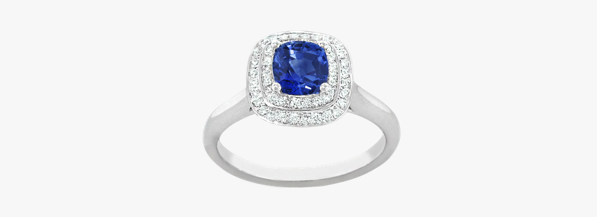 Spark Creations Double Halo Sapphire & Diamond Ring - Engagement Ring, HD Png Download, Free Download