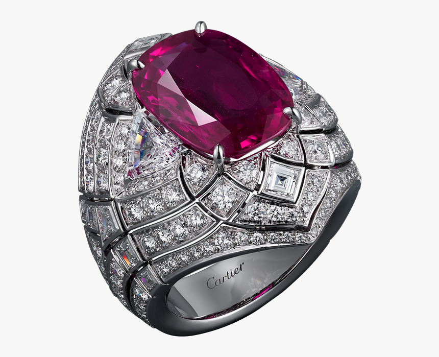 Silver Ring With Pink Diamond Png Clipart - Кольца Картье С Рубинами, Transparent Png, Free Download