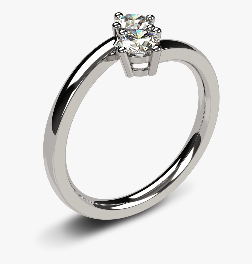 14k White Gold Two-stone Diamond Ring - Rings Diamond Engagement Teins, HD Png Download, Free Download