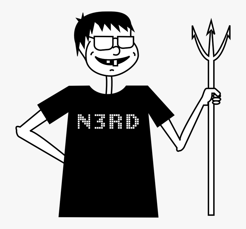 Nerd, Pitchfork, Boy, Evil, Geek, Eccentric, Brains - Halloween Clip Art Black And White, HD Png Download, Free Download