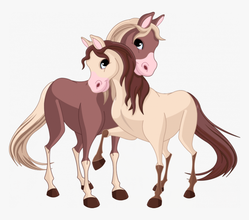 Cute Cartoon Horses - Two Horses Clipart, HD Png Download, Free Download