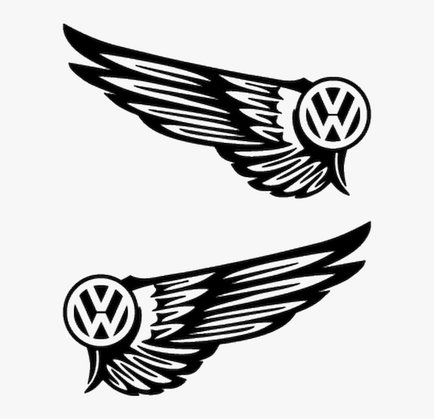 Set Of 2 Vw Volkswagen Logo Wings Tuning Decals, HD Png Down
