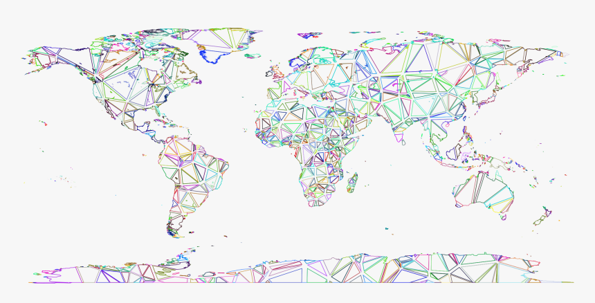 Low Poly Shattered World Map Wireframe No Background - Map, HD Png Download, Free Download