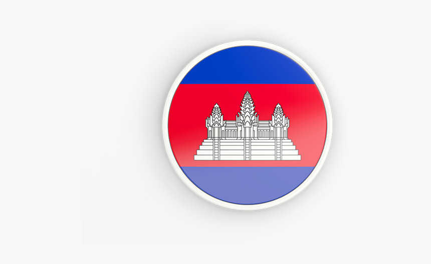Round Icon With White Frame - Printable Flag Of Cambodia, HD Png Download, Free Download