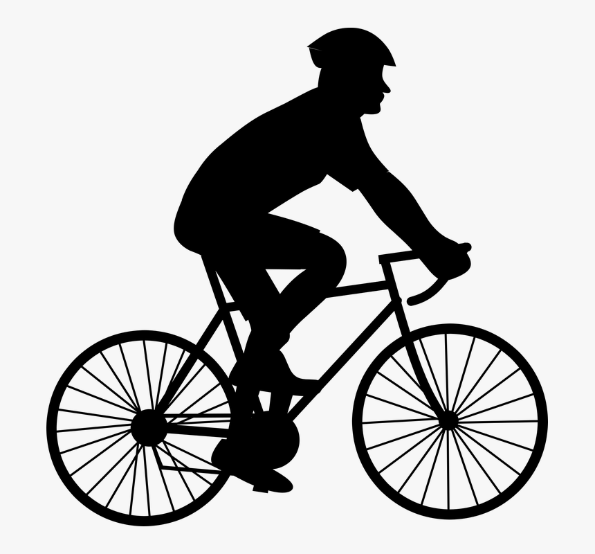 Silhouette, Wheel, Cyclist, Bike, Seated, Active, Man - Biking Clipart, HD Png Download, Free Download