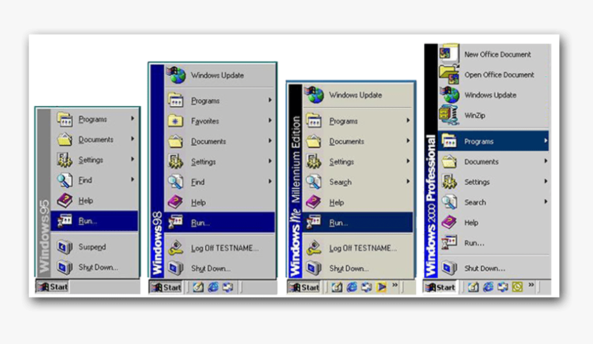 Windows 95 Taskbar Png - Windows 2000 Start Menu Programs, Transparent Png, Free Download