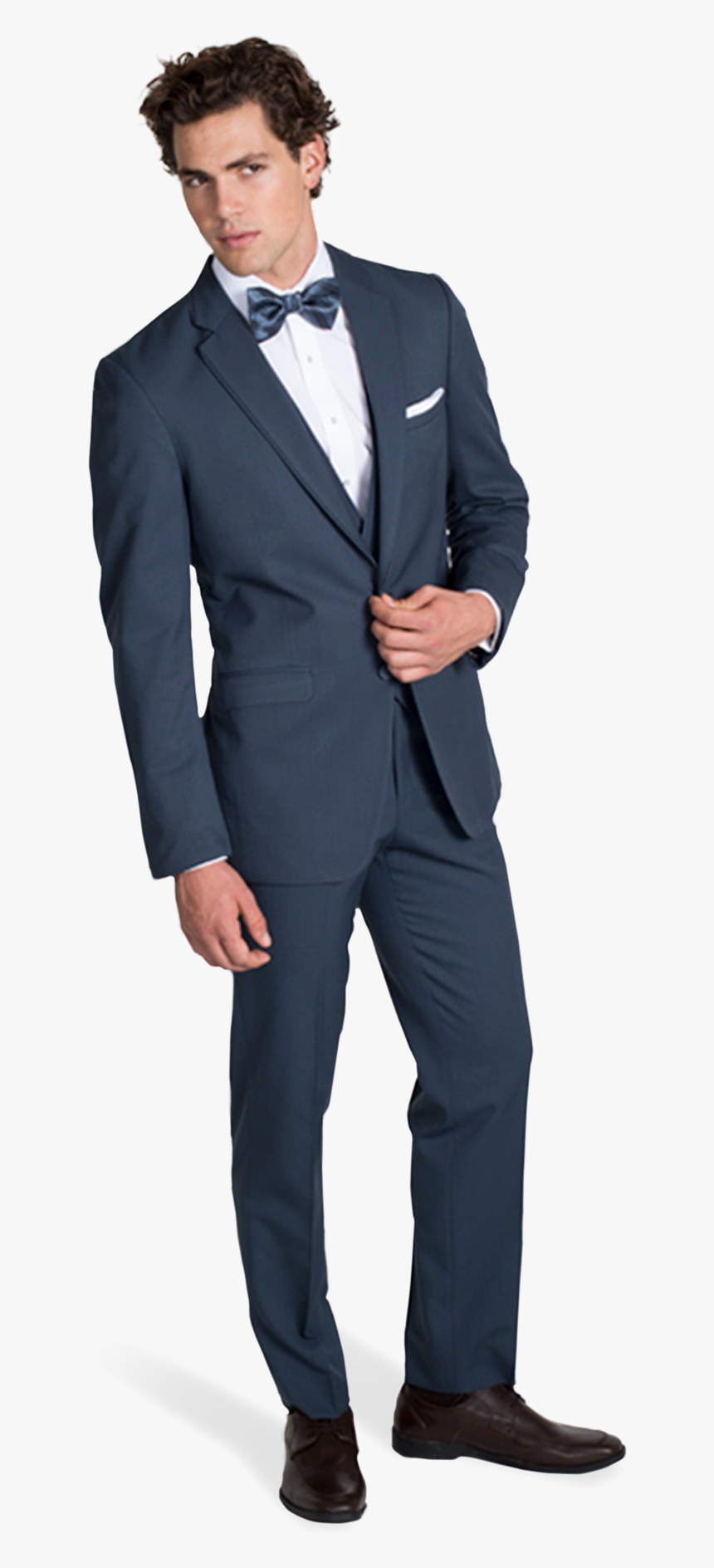 Slate Blue Notch Lapel Suit - Slate Blue Suit Men, HD Png Download, Free Download