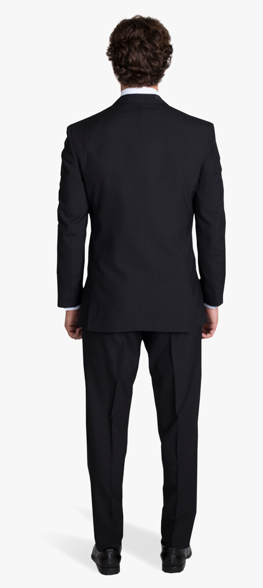 Black Notch Lapel Suit With Silver Tie - Suit And Tie Back View, HD Png Download, Free Download