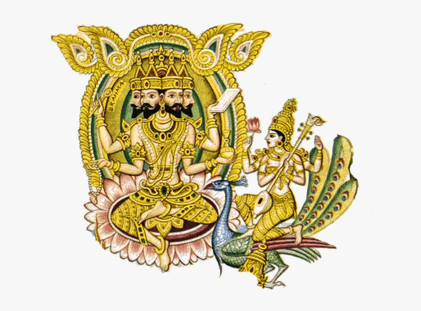 Brahma The Creator, The Consort Of Saraswati - Brahma With Saraswati, HD Png Download, Free Download