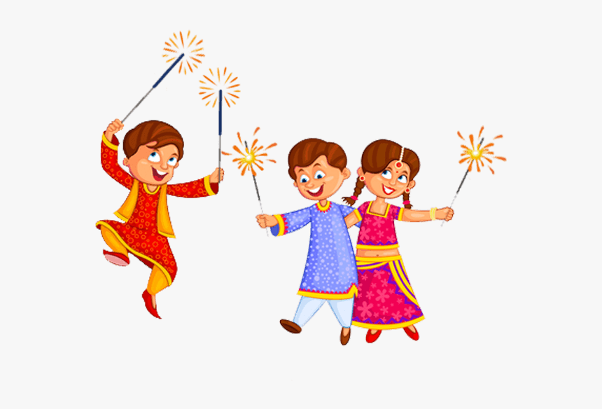 Sparklers Clipart Cracker Line - Kids Diwali Clipart, HD Png Download, Free Download