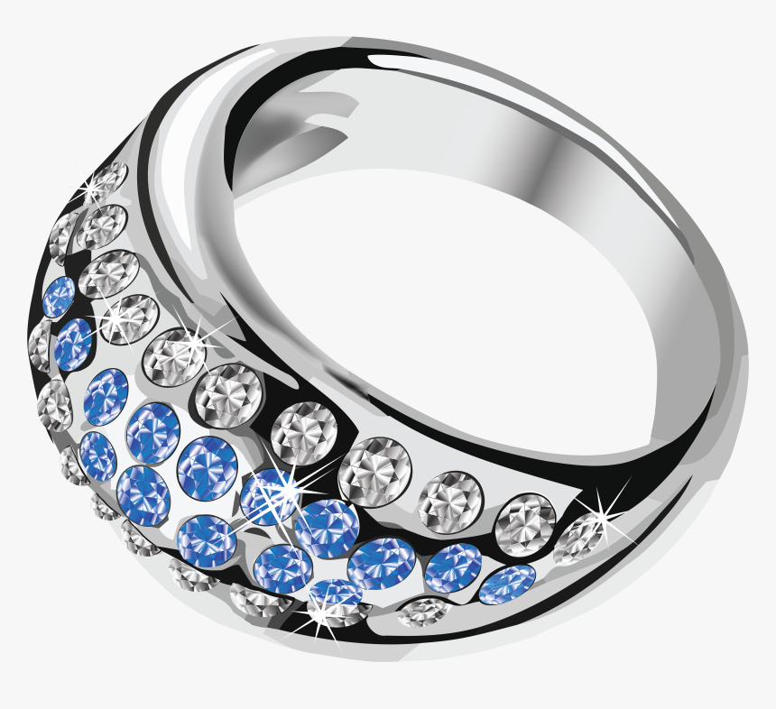Silver Ring With Blue Diamond Png Image - Chandi Jewellery Png, Transparent Png, Free Download