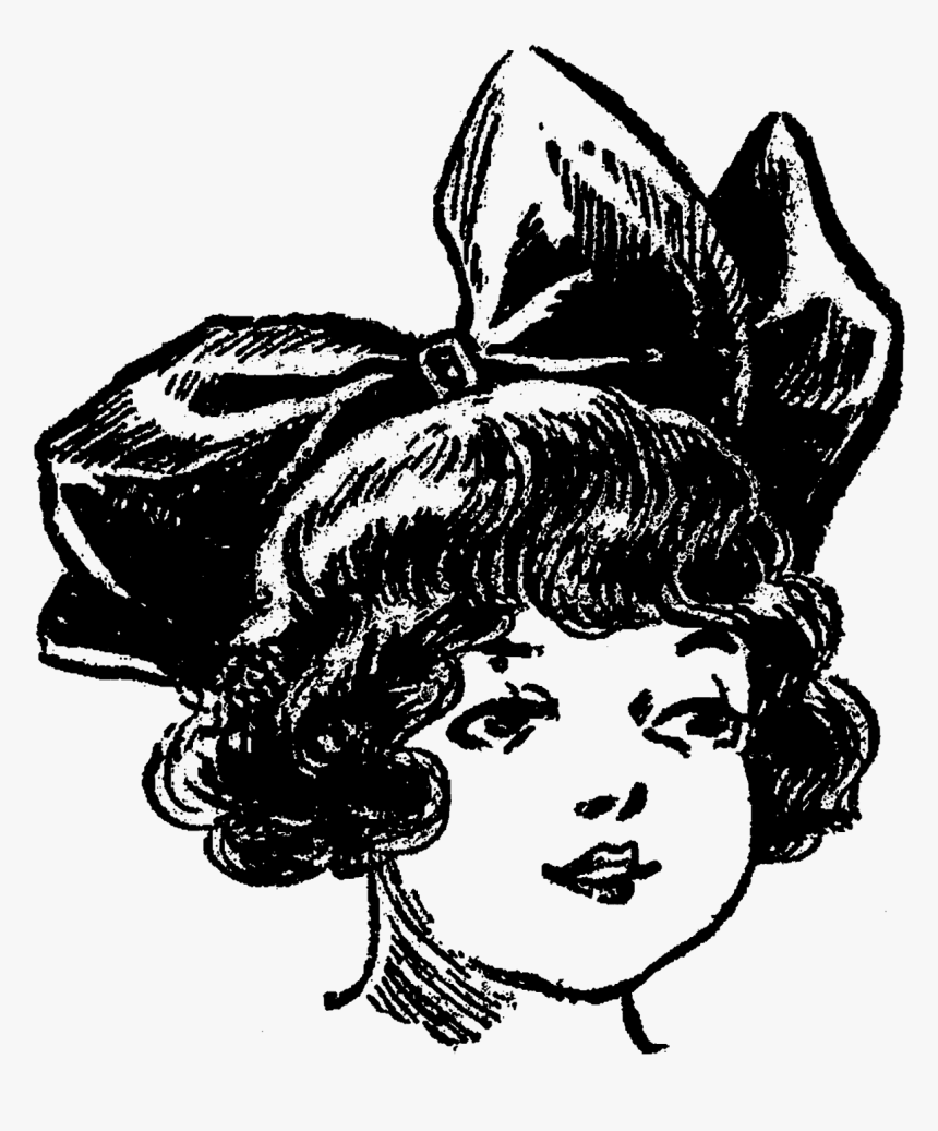 Girl Illustration Digital Fashion Hair Bow Image - Edwardian Era Clipart, HD Png Download, Free Download