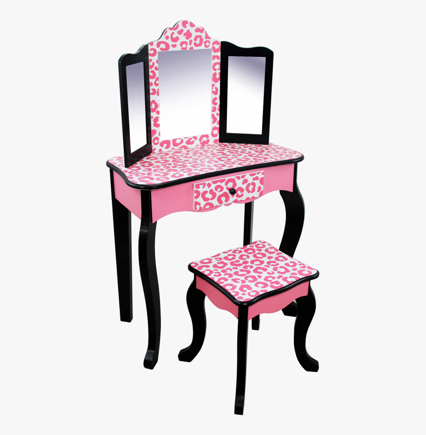 Teamson Fashion Prints Leopard Vanity & Stool Set Clipart - Stolek Se Zrcadlem Růžový, HD Png Download, Free Download