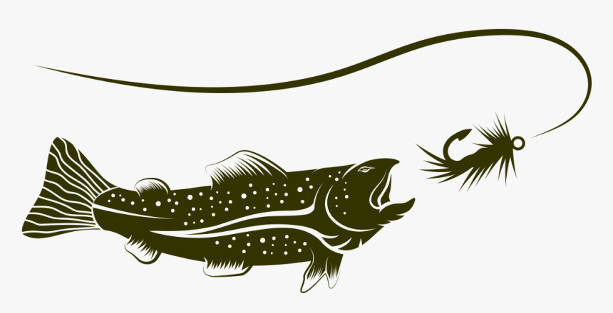 Largemouth Fish,tail,ray Finned Fish - Bass Fishing Pole & Fish Silhouette Simple, HD Png Download, Free Download