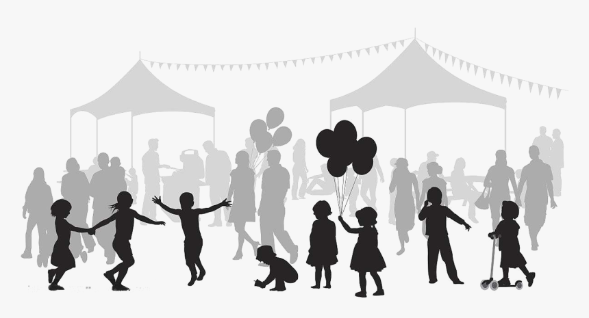 Silhouette Drawing Cartoon Illustration - Kids Holding Balloons Silhouette, HD Png Download, Free Download