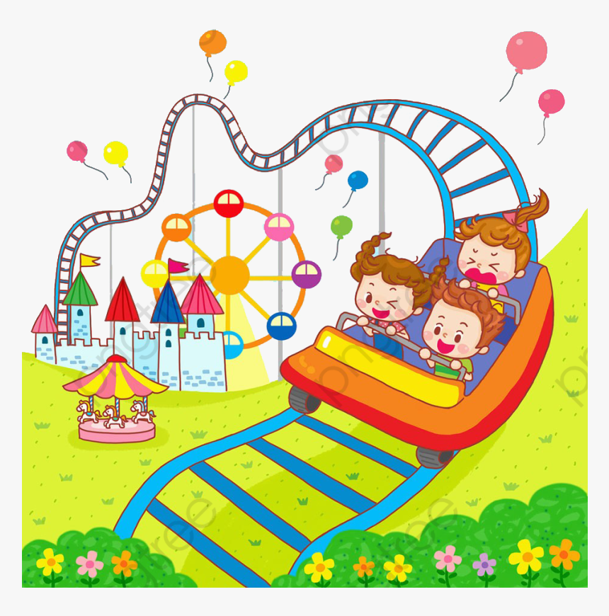 Roller Coaster Carousel Clipart Kids Illustration Transparent - Kids Roller Coaster Clip Art, HD Png Download, Free Download