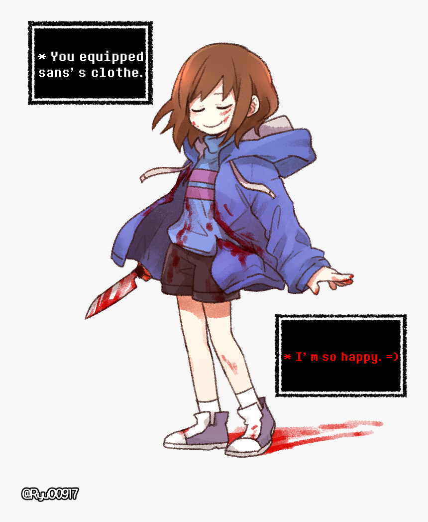 Art, Frisk, And Undertale Image - Frisk With Sans Jacket, HD Png Download, Free Download