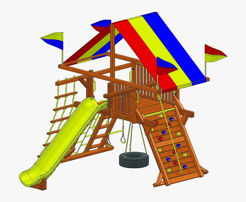 Structure Clipart School Playground Equipment - Rainbow Park With Red Slide, HD Png Download, Free Download
