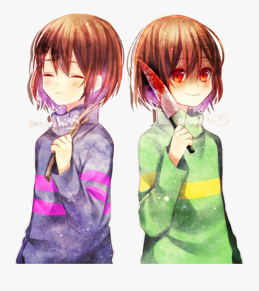 Frisk Chara Charisk Undertalesans Drawed Sasucchi Png - Undertale Sans Frisk And Chara, Transparent Png, Free Download