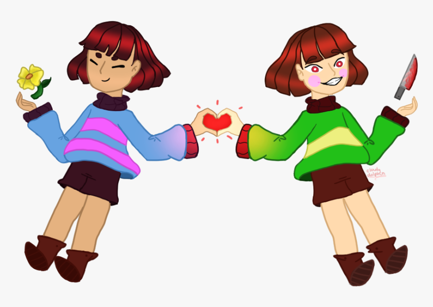 Frisk Y Chara Love Or Dead By Cloudy Dolphin - Cartoon, HD Png Download, Free Download
