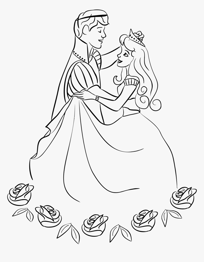 Princess And Prince Line Art Clip Arts - Prince And Princess Drawing Easy, HD Png Download, Free Download