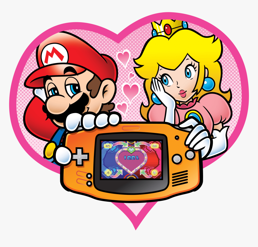Mario And Peach Holding A Gameboy In A Romantic Way, HD Png Download, Free Download