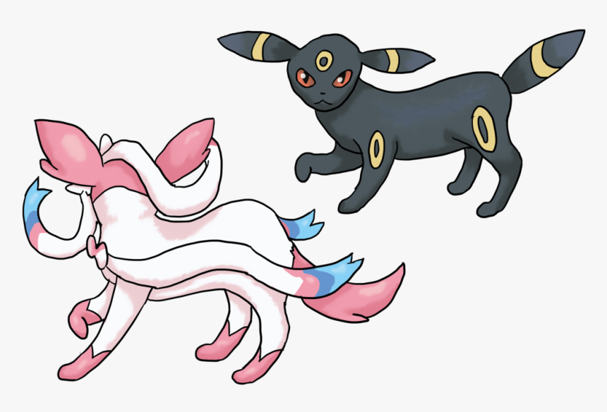 Umbreon And Sylveon By Cinnamon - Umbreon And Sylveon Battling, HD Png Download, Free Download