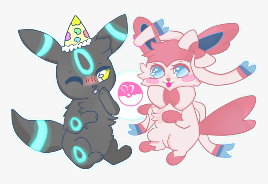 Transparent Blushing Png - Sylveon And Shiny Umbreon Love, Png Download, Free Download
