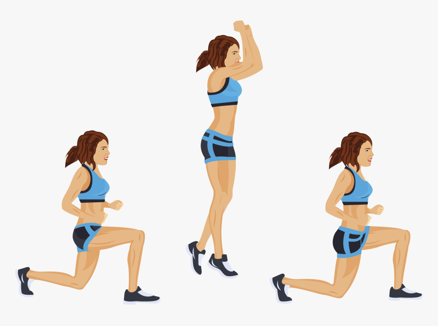 Clip Art Lunge Kicks - Alternating Jump Lunges, HD Png Download, Free Download