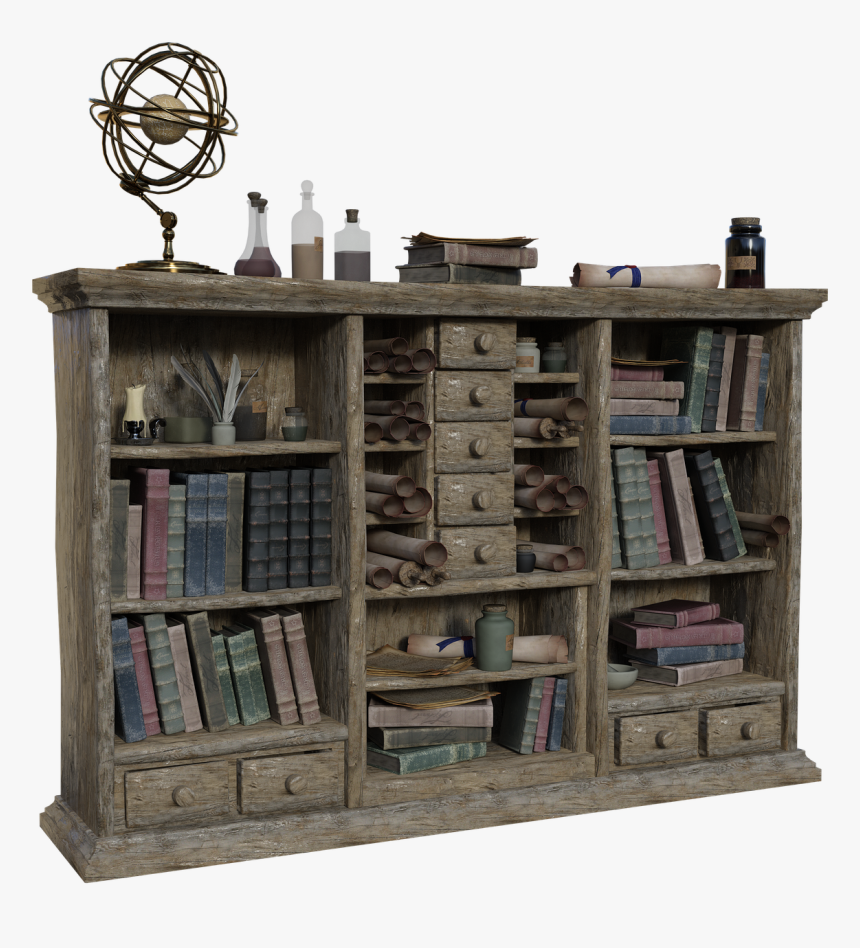 Bookshelf, Shelf, Books, Shelves, Alchemist, Wizard - Shelf, HD Png Download, Free Download