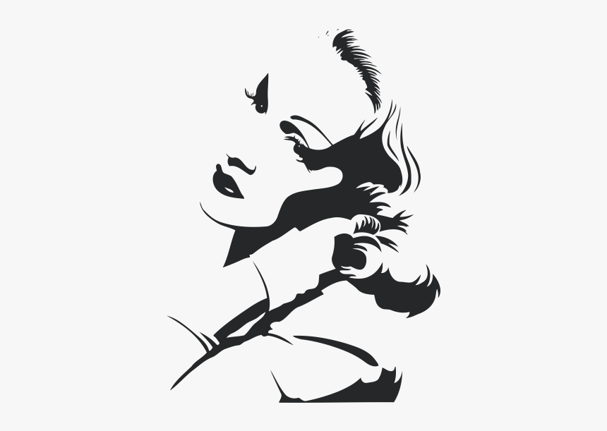 Hollywood Stencil Silhouette Drawing Portrait - Marlene Dietrich Art Black White, HD Png Download, Free Download