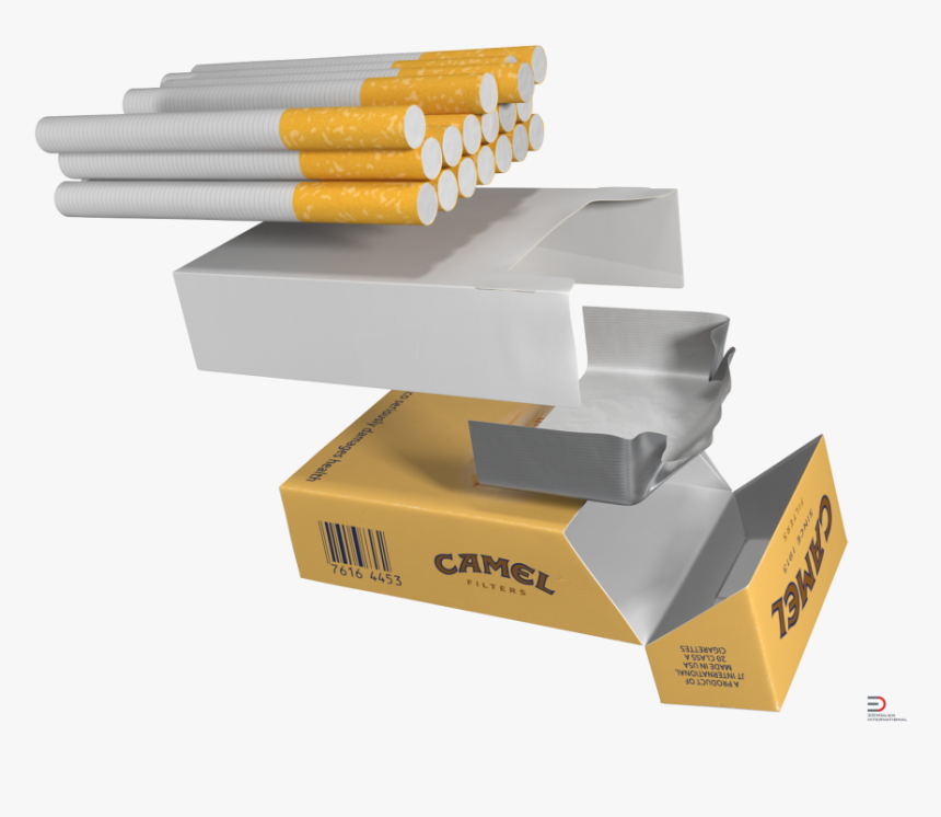 2 Opened Cigarettes Pack Camel Royalty-free 3d Model - Package Cigarettes 3d Model, HD Png Download, Free Download
