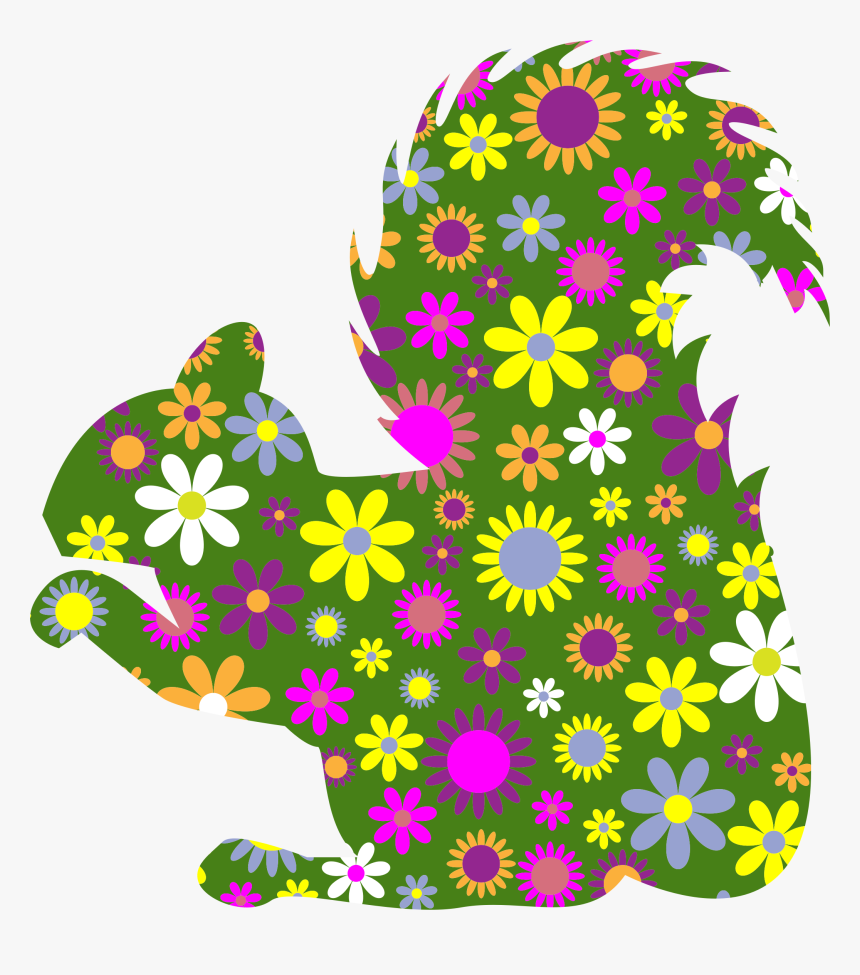 Retro Floral Squirrel Profile Clip Arts - Thumbs Up With Flowers, HD Png Download, Free Download
