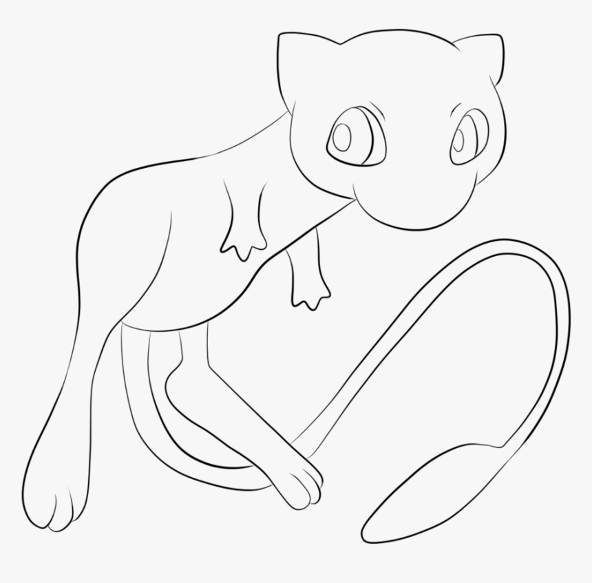 Pokemon Drawing Mew - Printable Mew Pokemon Coloring Page, HD Png Download, Free Download