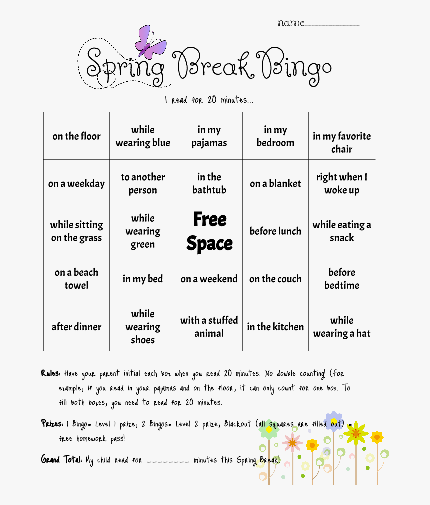 Transparent Spring Break Png - Spring Break Reading Bingo, Png Download, Free Download