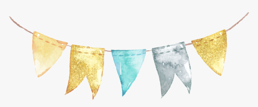 #watercolor #banner #pennant #flags #garland #teal - Flag, HD Png Download, Free Download