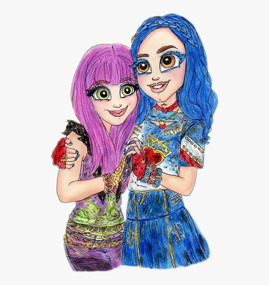 #nadadeperfectas #descendants #mal #evie #disneychannel - Mal And Evie Drawings, HD Png Download, Free Download