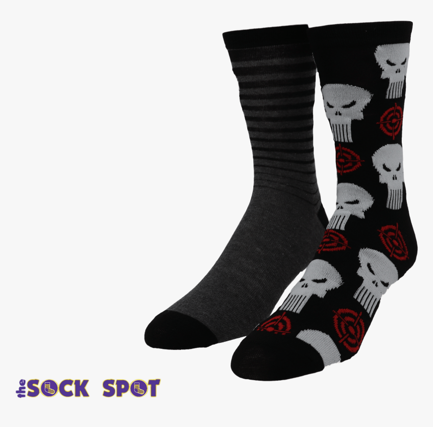 2 Pair Pack Marvel Punisher Socks - Sock, HD Png Download, Free Download