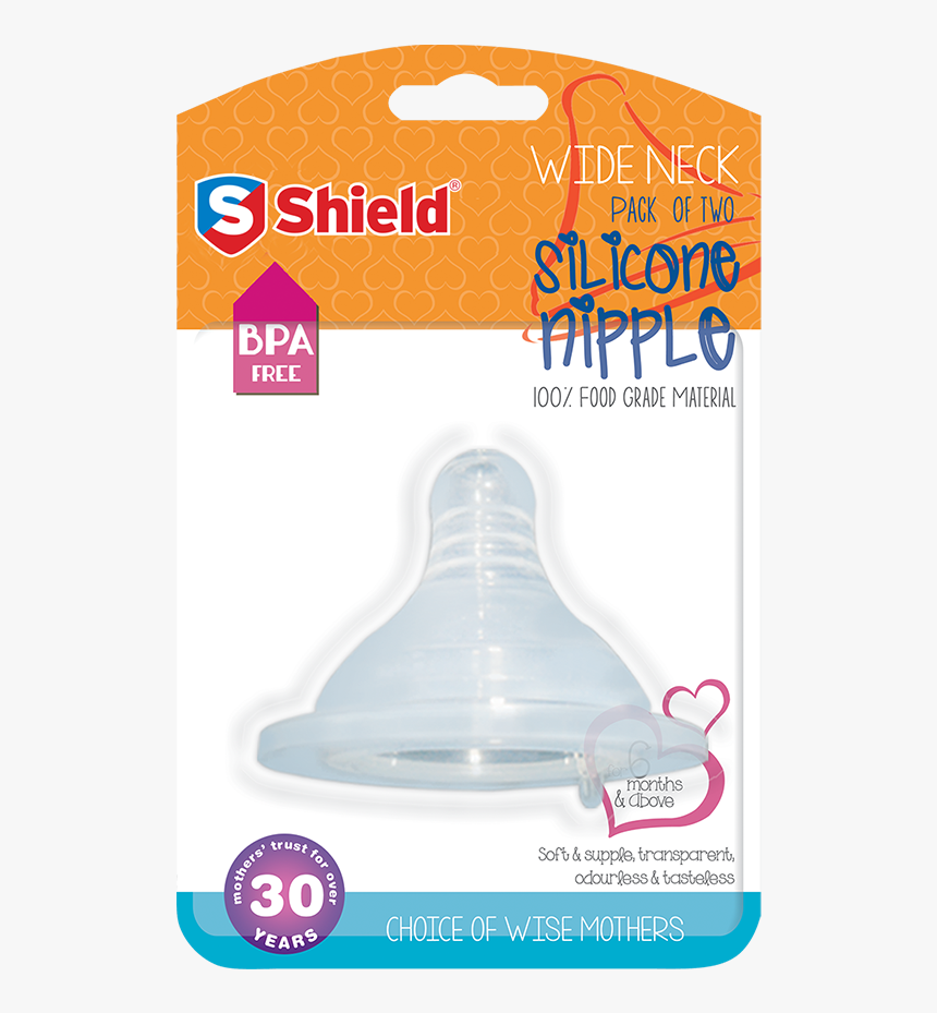 Shield Silicone Nipple Wide Neck Twin Pack 2x At Qne - Shield Teether Soother, HD Png Download, Free Download