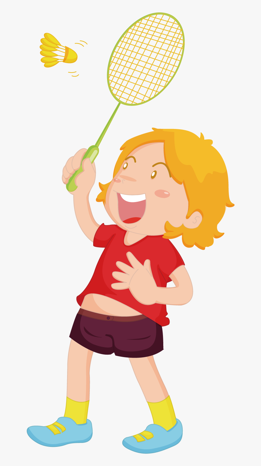 Badminton Clipart Child - Child Playing Badminton Clip Art, HD Png Download, Free Download