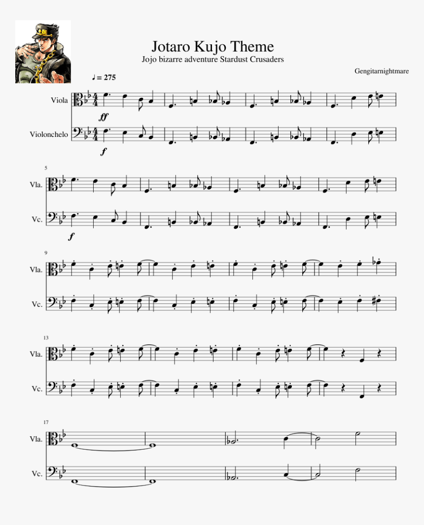 Jotaro Theme Sheet Music, HD Png Download, Free Download