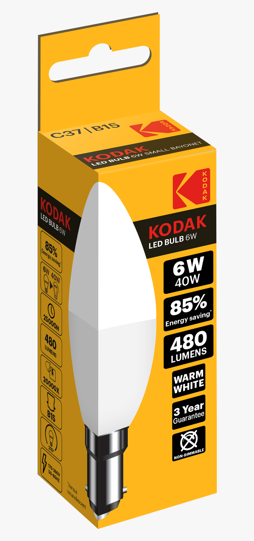 Kodak C37 Led Bulbs - Kodak Led 6w Lumens, HD Png Download, Free Download