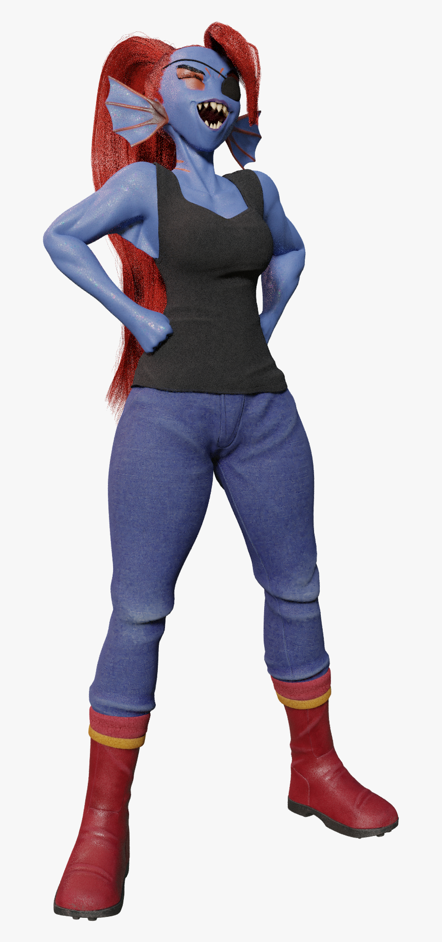 [blender] Undyne Victorious Laugh - Halloween Costume, HD Png Download, Free Download