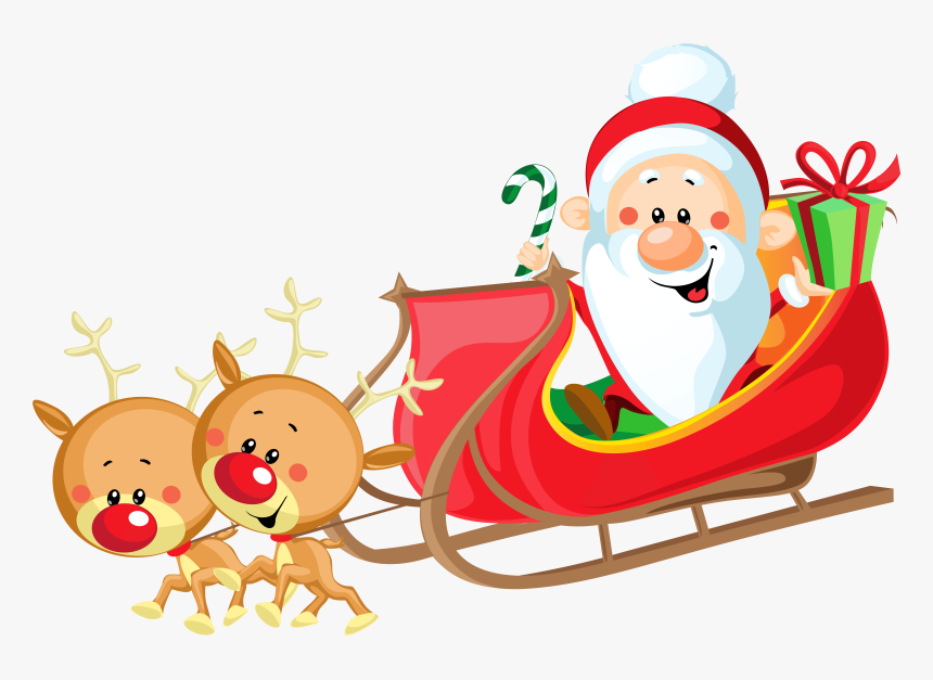 Santa Sled Clipart - Santa On Sleigh Clipart, HD Png Download, Free Download