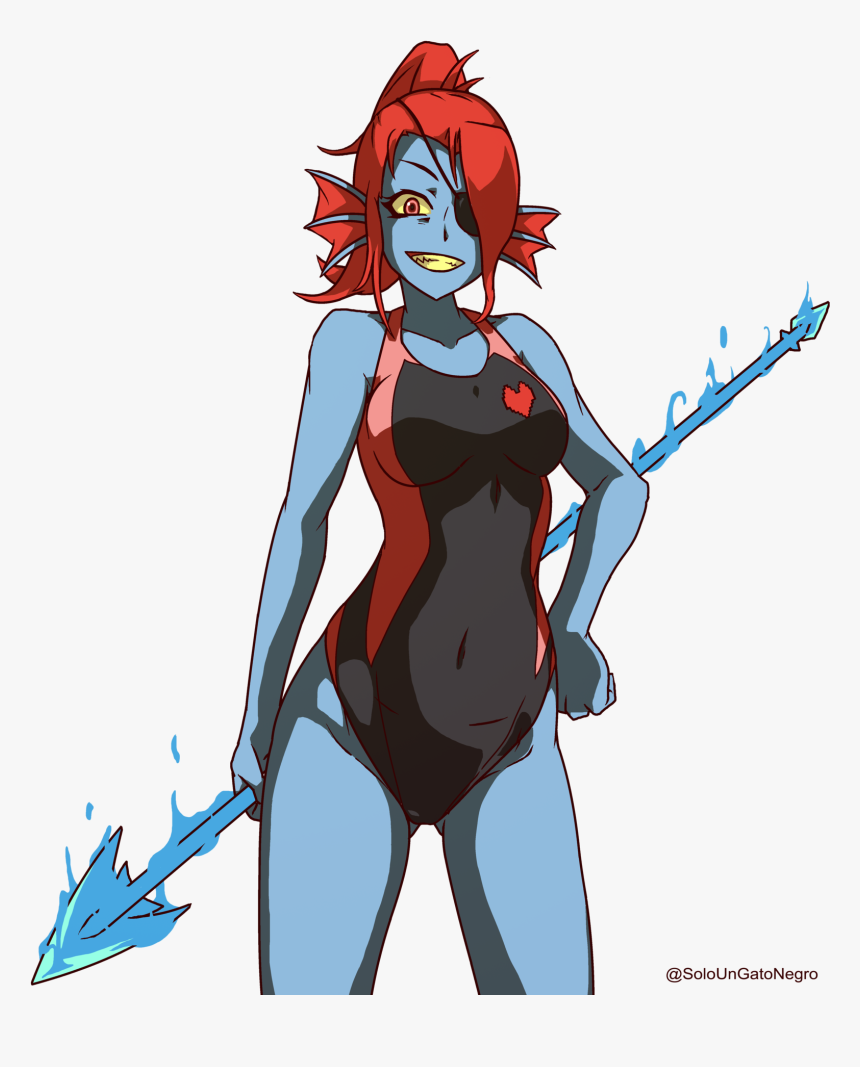@soloungatonegro Fictional Character Vertebrate Cartoon - Undyne Swimsuit, HD Png Download, Free Download