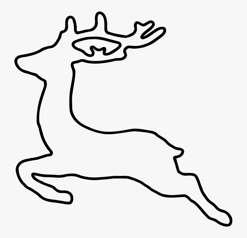 Reindeer Christmas Santa Claus Silhouette - Outline Reindeer Clipart, HD Png Download, Free Download