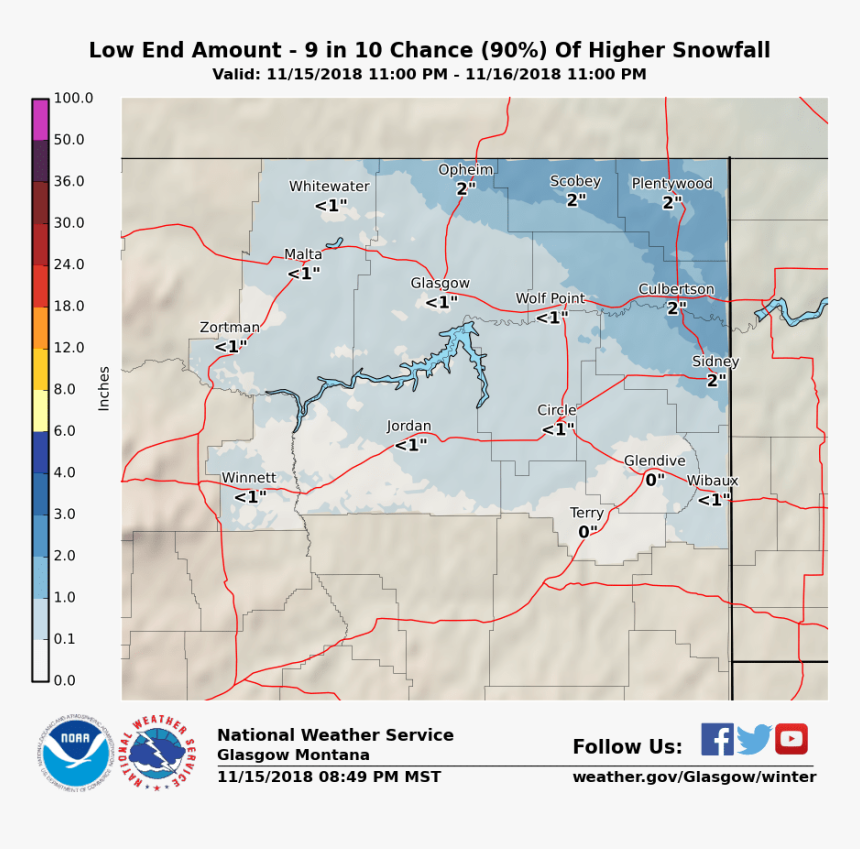 Minimum Potential Snow Accumulation - National Weather Service, HD Png Download, Free Download