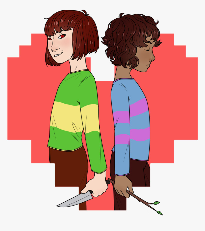 A Drawing Of Chara And Frisk From Undertale From The - Frisk And Chara Drawing, HD Png Download, Free Download