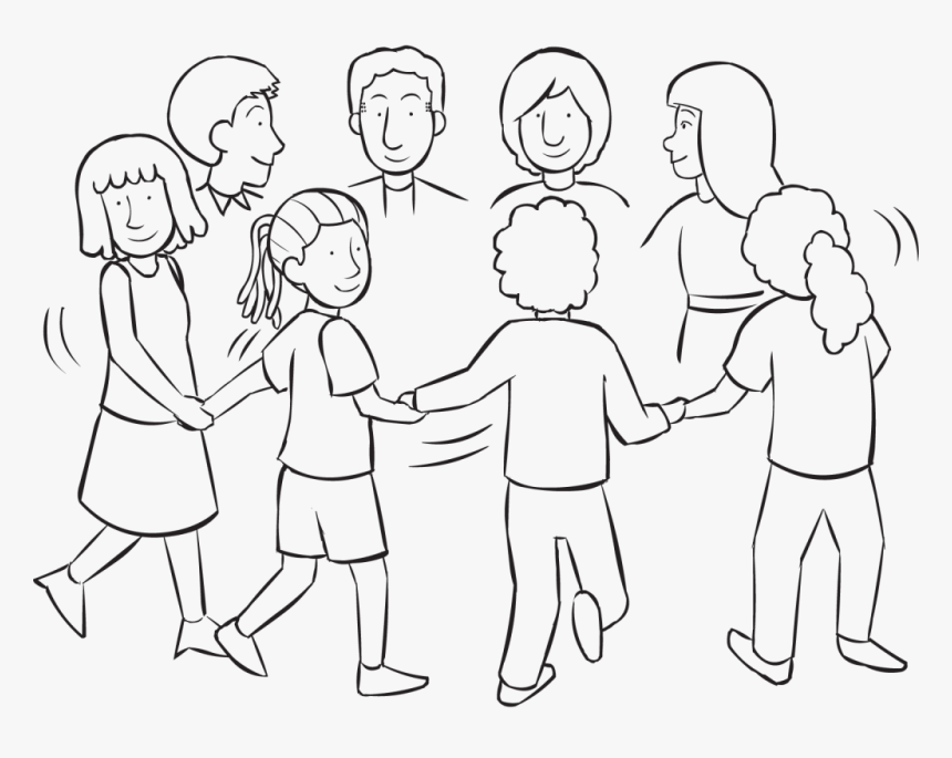 The Clock Initiative - People Holding Hands In A Circle Drawing, HD Png Download, Free Download
